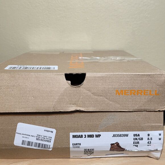 Merrell Moab 3 Mid Wide Waterproof Hiking Boots Earth Brown J035839W Men\'s 9 W main image 7